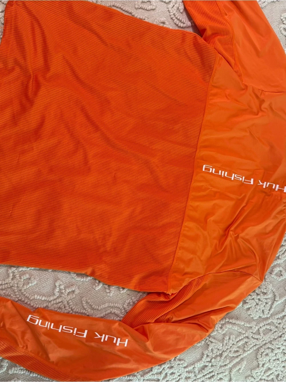 Huk Men’s Long-Sleeve Performance Shirt - Bright Orange with White Logo